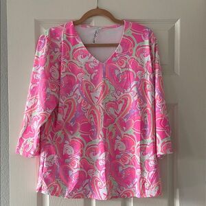 Lulu-B Pink and White Heart Print Blouse